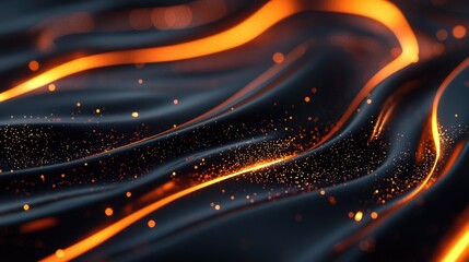 Poster - Glowing Lines of Light on Dark Fluid Surface with Sparkling Particles