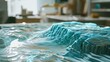 © leymart - Detailed 3D topographic model of a mountain range on a glass table.