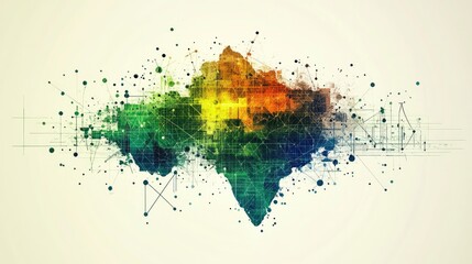 Fototapete - Colorful Abstract Design with Geometric Shapes and Patterns