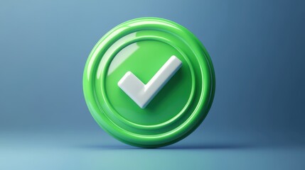 Wall Mural - 3d check icon, checklist tick, done mark. vector realistic plastic style checkmark, symbol of select
