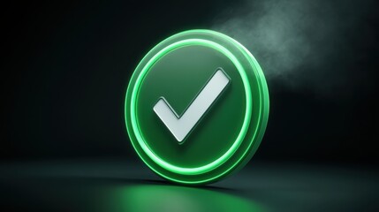 Wall Mural - 3d check icon, checklist tick, done mark. vector realistic plastic style checkmark, symbol of select