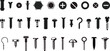 © Supernova - Self-tapping screw icon vector set. Screw illustration sign collection
