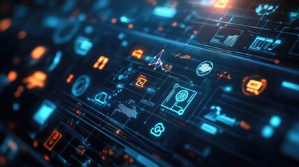 Poster - Abstract Technology Background with Data Visualization Elements