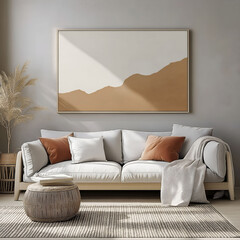 Wall Mural - Aesthetic beautiful elegant minimalist modern interior design. Clear mock up empty wall for decoration in the apartment. Copy space in the room.