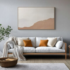 Wall Mural - Aesthetic beautiful elegant minimalist modern interior design. Clear mock up empty wall for decoration in the apartment. Copy space in the room.