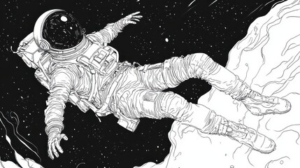 Wall Mural - astronaut adrift in the vast expanse of space