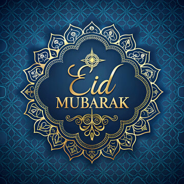 dark blue religious eid mubarak design