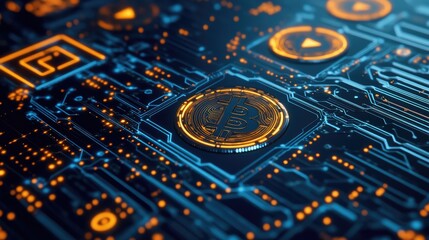 Poster - Abstract Digital Representation of Cryptocurrency and Blockchain Technology