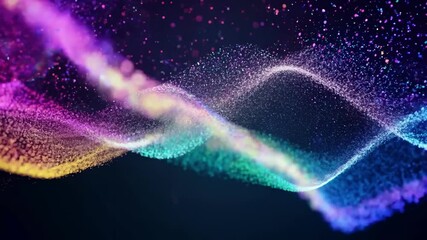 Poster - Vibrant waves of color dance across a dark backdrop, showcasing dynamic patterns of light and texture. This stunning display captivates with its enchanting movements and vivid hues.