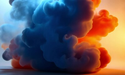 Poster - fusion of colorful smoke bursts in the air
