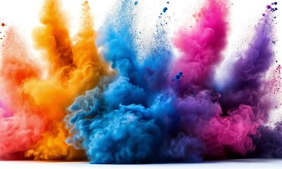 Poster - Paint Colors Released into Water Forming Concentric Waves and Clouds of Pigment Overhead View Image