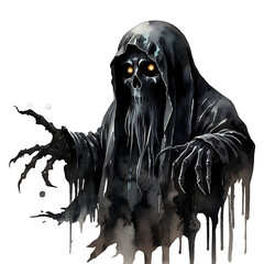 Wall Mural - Black Ghost Watercolor Illustration - Transparent Background