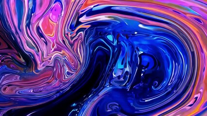 Poster - A vibrant display of swirling colors reveals intricate patterns that captivate the viewer. The flowing motion creates a rhythmic dance of hues against a dark backdrop.