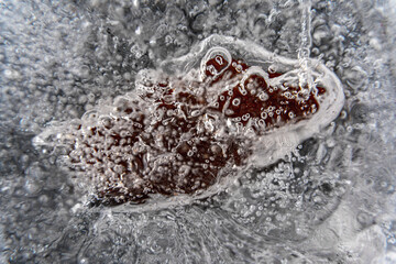 Poster - Close up macro shot of a frozen leaf in an ice block - for computer graphics, texturing, compositing or as a background