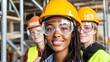 © aironamad - Diverse Construction Team Wearing Safety Helmets and Vests at Worksite