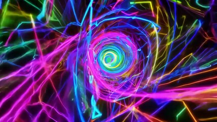 Poster - A stunning light tunnel wraps visitors in a whirl of bright hues and dynamic designs. Participants experience an immersive art installation that captivates the senses.