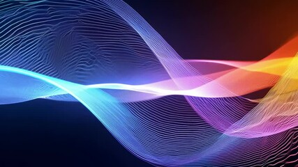 Poster - Colorful wave patterns flow gracefully across the screen, showcasing a mesmerizing blend of hues that captivate the viewer's attention in a digital art display.