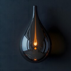 Sticker - Minimalist Glowing Drop of Oil on Smooth Black Background Symbolizing Purity and Innovation