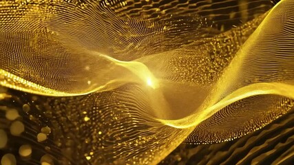 Poster - Intricate wave patterns unfold in shades of gold, captivating viewers with their fluid motion and depth. The artwork showcases a blend of technology and creativity, inviting exploration.