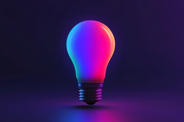 Aufkleber - Colorful Gradient Lightbulb with Neon Hues on Dark Background