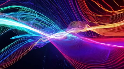 Poster - Dynamic, colorful wave patterns flow and intertwine against a dark backdrop, creating a mesmerizing and energetic visual experience that captivates the viewer's attention.