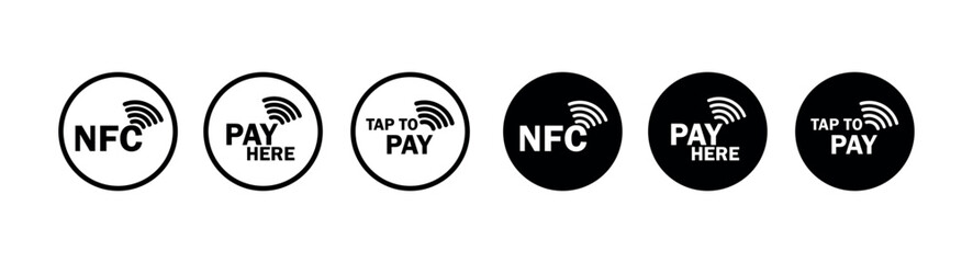 Poster - Wireless Payment Icon Set. Contactless Wireless Symbol Set, Wireless Pay Png and Vector Illustration On Transparent Background