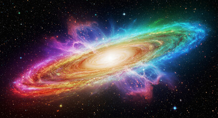 Wall Mural - colorful spiral galaxy swirling in deep outer space scene