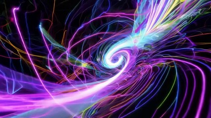 Fototapete - Colorful light patterns twist and turn in a mesmerizing display, showcasing flowing designs in vibrant hues that create an immersive visual experience.