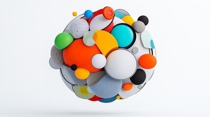 Poster - Colorful Abstract Shapes in a Three-Dimensional Composition