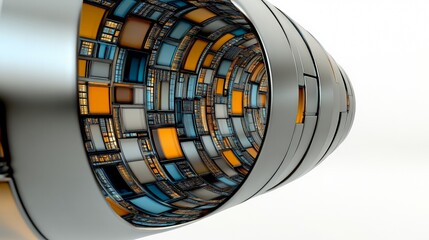 Poster - Modern Abstract Design of a Colorful Geometric Tunnel Structure