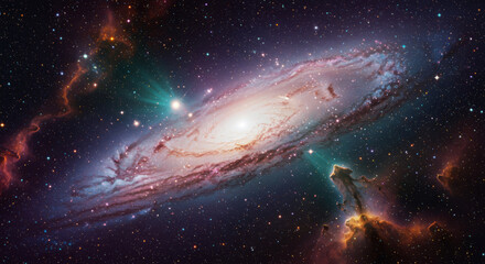 Wall Mural - Expansive cosmic view revealing a swirling galaxy in deep space