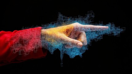 Poster - Abstract Representation of a Hand Pointing in Digital Art Style