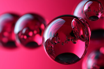 Wall Mural - Abstract pink bubbles background