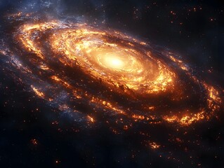 Poster - Mesmerizing Swirling Spiral Galaxy with Glowing Cosmic Dust and Vibrant Energy