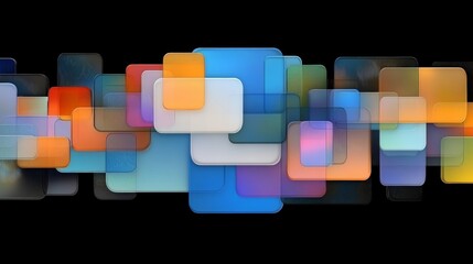 Poster - Colorful Abstract Shapes Overlapping on a Dark Background