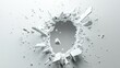 © azi - Abstract Hole in White Surface: Explosion of Fragments