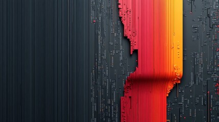 Poster - Abstract Color Gradient with Vertical Lines and Digital Elements