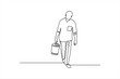 © AJENGFITIASARI - A minimalist illustration of a person walking with a bucket, symbolizing simplicity and routine