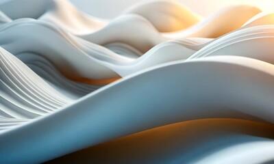 Poster - Abstract White Waves Background with Smooth Surface and Subtle Light