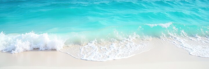 Wall Mural - azure waves crash on white sand, vibrant turquoise water shimmers , ocean, wave
