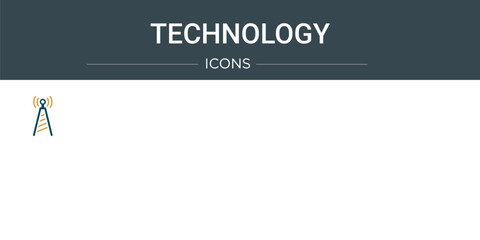 Wall Mural - set of 10 outline web technology icons such as broadcast communications tower, tv and satellite, int