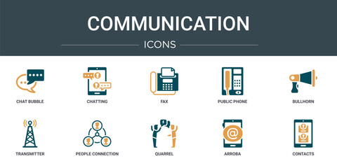 Poster - set of 10 outline web communication icons such as chat bubble, chatting, fax, public phone, bullhorn