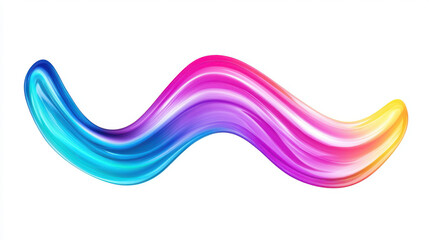 Poster - A vibrant, iridescent abstract form resembling a flowing wave, set on white. Its organic curves and dynamic colors create a captivating, ever-changing visual effect.