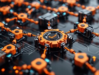 Fototapete - Circuit Board Microchip Engineering