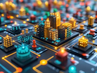 Fototapete - Urban Planning and Development: A Futuristic Cityscape
