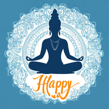 Happy Mahavir Jayanti: Meditative Silhouette with Mandala Design