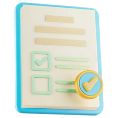Poster - Finance business concept, 3D checklist with approved stamp and empty boxes Clipart Photo isolated on transparency background