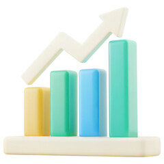Poster - Finance business concept, Rising bar chart symbolizing financial growth and success Clipart Photo isolated on transparency background