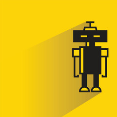 Poster - robot character with shadow on yellow background