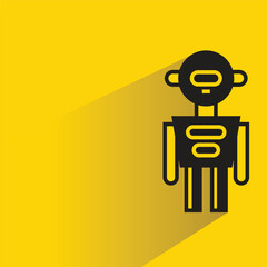 Poster - robot character with shadow on yellow background